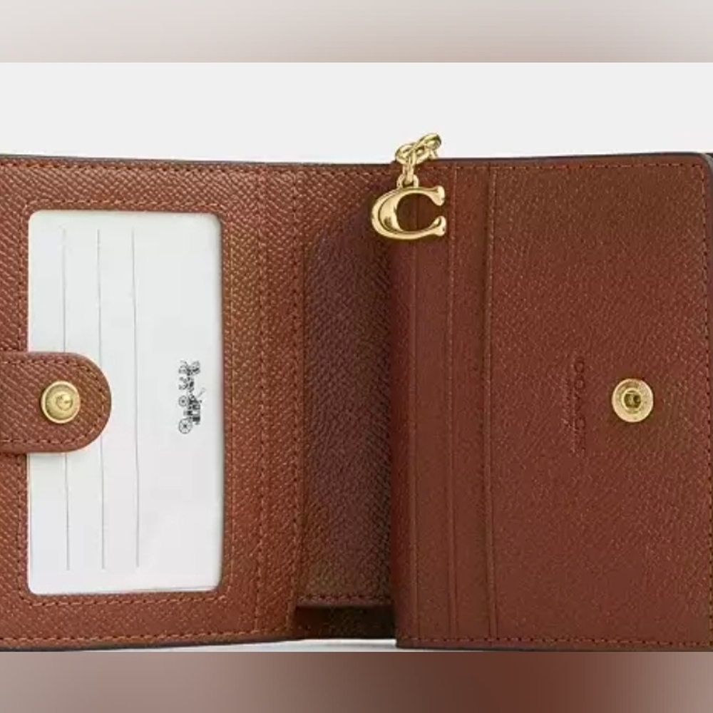 Coach Snap Wallet In Signature Canvas Mettalic Bronze NWT - Picture 2 of 6